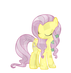 Size: 6000x6143 | Tagged: safe, artist:sairoch, fluttershy, crystal pony, pegasus, pony, the crystal empire, .svg available, absurd resolution, crystallized, flower, flower in hair, inkscape, simple background, solo, transparent background, vector, vector trace