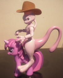 Size: 575x709 | Tagged: safe, derpibooru import, twilight sparkle, context is for the weak, cowboy hat, gift set, hat, irl, mewtwo, photo, pokémon, toy, wat