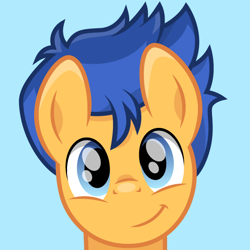 Size: 600x600 | Tagged: safe, artist:cloudyglow, flash sentry, pegasus, pony, blue background, bust, cute, diasentres, looking at you, portrait, simple background, smiling, solo