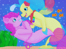 Size: 1600x1200 | Tagged: safe, artist:charmanderxerneas, pinkie pie, princess skystar, seapony (g4), my little pony: the movie, female, lesbian, shipping, skypie