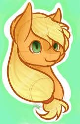Size: 2500x3850 | Tagged: safe, artist:zombiecupcake101, applejack, earth pony, pony, colored sketch, female, green eyes, mare, simple background, smiling, solo