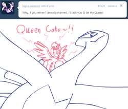 Size: 1276x1088 | Tagged: safe, artist:cythocalypse, cup cake, alicorn, pony, ask mrs cake, lugia, pokémon, race swap, tumblr