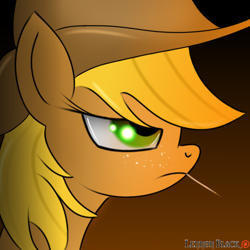 Size: 1000x1000 | Tagged: safe, artist:lennonblack, applejack, earth pony, pony, bust, gradient background, portrait, solo, straw in mouth, toothpick