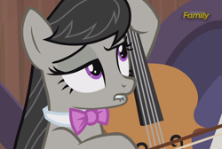 Size: 1500x1010 | Tagged: safe, screencap, octavia melody, earth pony, pony, slice of life (episode), cello, lip bite, musical instrument, reaction image, solo