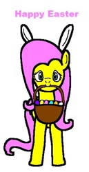 Size: 278x540 | Tagged: safe, artist:samueljcollins1990, fluttershy, pegasus, pony, basket, bunny ears, easter, happy easter, holiday