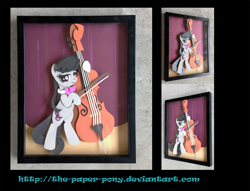 Size: 1600x1221 | Tagged: safe, artist:the-paper-pony, octavia melody, earth pony, pony, cello, commission, craft, irl, musical instrument, photo, shadowbox, solo