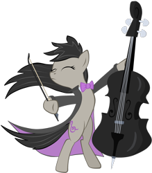 Size: 2092x2390 | Tagged: safe, artist:virenth, octavia melody, earth pony, pony, slice of life (episode), awesome, badass, bipedal, bowtie, cello, clothes, eyes closed, longcoat, musical instrument, simple background, solo, transparent background, vector