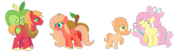 Size: 1841x571 | Tagged: safe, artist:themisslittledevil, big macintosh, fluttershy, oc, oc:abigail, oc:apple spice, earth pony, pegasus, pony, alternate hairstyle, base used, blank flank, colored pupils, cutie mark, family, female, filly, fluttermac, male, mare, offspring, parent:big macintosh, parent:fluttershy, parents:fluttermac, ponytail, shipping, simple background, straight, transparent background, unshorn fetlocks
