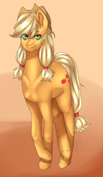 Size: 1024x1748 | Tagged: safe, artist:daveyfane, applejack, earth pony, pony, gradient background, solo, unshorn fetlocks