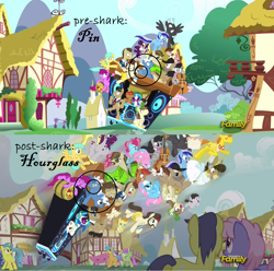 Size: 1598x1586 | Tagged: safe, edit, edited screencap, screencap, ace, aloe, berry punch, berryshine, button mash, carrot cake, comet tail, crafty crate, cup cake, dance fever, davenport, dj pon-3, filthy rich, hayseed turnip truck, hugh jelly, lemon hearts, liquid button, lotus blossom, matilda, merry may, minuette, octavia melody, perry pierce, pipsqueak, pokey pierce, pound cake, pumpkin cake, rainbowshine, sunshower raindrops, thunderlane, truffle shuffle, vinyl scratch, earth pony, pegasus, pony, unicorn, slice of life (episode), background pony, circled, colt, cutie mark, discovery family, discovery family logo, female, filly, male, mare, stallion, third doctor, unnamed pony, wall of tags, wubcart
