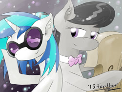 Size: 1200x900 | Tagged: safe, artist:feather, dj pon-3, octavia melody, vinyl scratch, earth pony, pony, slice of life (episode), bedroom eyes, female, lesbian, scratchtavia, shipping