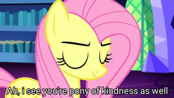 Size: 1280x720 | Tagged: safe, edit, edited screencap, screencap, fluttershy, pegasus, pony, scare master, culture, eyes closed, female, i see you're a man of culture as well, mare, meme, ponified meme, solo