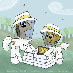 Size: 1000x1000 | Tagged: safe, artist:smudge proof, post haste, snails, bee, pony, castle mane-ia, bee box, beehive, beekeeper, bonding, family, father, hive, son, spoiler