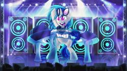 Size: 1920x1080 | Tagged: safe, artist:january3rd, artist:vipeydashie, dj pon-3, vinyl scratch, pony, unicorn, bass cannon, stage