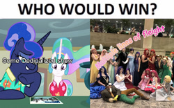 Size: 802x500 | Tagged: safe, princess celestia, princess luna, alicorn, pony, between dark and dawn, bronycon, deleuze, meme, oedipus, op is a cuck, op is trying to start shit, philosophy, text, who would win