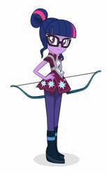 Size: 10000x16364 | Tagged: safe, artist:ivacatherianoid, derpibooru import, sci-twi, twilight sparkle, equestria girls, friendship games, absurd resolution, archery, bow (weapon), canterlot high, clothes, crystal prep academy, crystal prep shadowbolts, glasses, simple background, solo, transparent background, vector