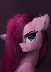 Size: 1000x1414 | Tagged: safe, artist:olennut, pinkie pie, earth pony, pony, crying, hair over one eye, pinkamena diane pie, solo