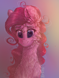 Size: 1059x1400 | Tagged: safe, artist:olennut, pinkie pie, earth pony, pony, female, mare, pink coat, pink mane, simple background, solo