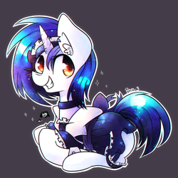 Size: 1600x1600 | Tagged: safe, artist:gloomynyan, artist:inkytophat, dj pon-3, vinyl scratch, pony, unicorn, clothes, maid, solo