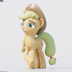 Size: 2048x2048 | Tagged: safe, artist:therealdjthed, applejack, earth pony, pony, 3d, 3d model, blender, cycles, cycles render, female, mare, model:djthed, simple background, solo