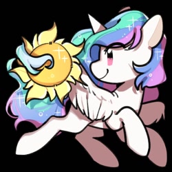 Size: 590x590 | Tagged: safe, artist:snowillusory, princess celestia, alicorn, pony, black background, female, mare, simple background, sun, tangible heavenly object