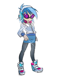 Size: 525x700 | Tagged: safe, artist:karashim, dj pon-3, vinyl scratch, human, humanized, pixiv, solo