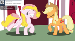 Size: 1469x800 | Tagged: safe, artist:dosey--doe, applejack, oc, oc:dosey doe, earth pony, pony