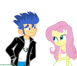 Size: 1024x886 | Tagged: safe, artist:ilovegreendeathsalot, flash sentry, fluttershy, equestria girls, flutterflash