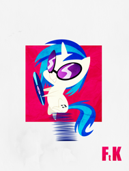 Size: 3547x4701 | Tagged: safe, artist:fluttershythekind, dj pon-3, vinyl scratch, pony, unicorn, record, solo