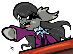 Size: 1947x1449 | Tagged: safe, artist:bronycurious, octavia melody, earth pony, pony, ace attorney, miles edgeworth, objection, parody, simple background, solo, transparent background