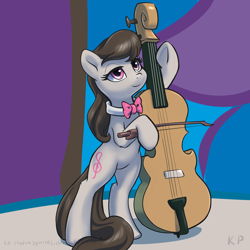 Size: 1500x1500 | Tagged: safe, artist:kp-shadowsquirrel, octavia melody, earth pony, pony, bipedal, cello, musical instrument, solo