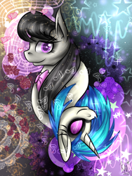 Size: 1200x1600 | Tagged: safe, artist:karmamoonshadow, dj pon-3, octavia melody, vinyl scratch, earth pony, pony, unicorn, black mane, female, gray coat, horn, mare, two toned mane, white coat