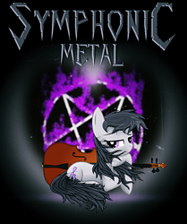 Size: 500x597 | Tagged: safe, artist:grivous, artist:grumbeerkopp, edit, octavia melody, earth pony, pony, cello, metal, musical instrument, nightwish, pentagram, solo, symphonic metal