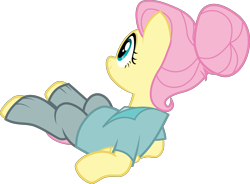 Size: 5000x3689 | Tagged: safe, artist:paganmuffin, fluttershy, pegasus, pony, fake it 'til you make it, hair bun, outfit, severeshy, simple background, transparent background, vector