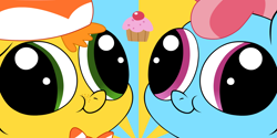 Size: 2000x1000 | Tagged: safe, artist:blanishna, carrot cake, cup cake, cupcake, hey you