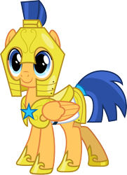 Size: 1084x1500 | Tagged: safe, alternate version, artist:cloudyglow, flare warden, flash sentry, pegasus, pony, armor, cute, diasentres, hoof shoes, rule 63, rule63betes, simple background, solo, transparent background