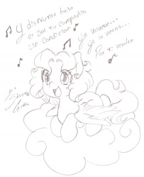 Size: 1484x1829 | Tagged: safe, artist:shinta-girl, oc, oc only, oc:shinta pony, cloud, monochrome, solo, spanish