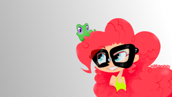 Size: 1920x1080 | Tagged: safe, artist:kmanalli, gummy, pinkie pie, human, clothes, glasses, humanized, smiling