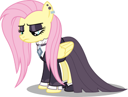 Size: 1581x1200 | Tagged: safe, artist:seahawk270, fluttershy, pegasus, pony, fake it 'til you make it, clothes, female, fluttergoth, lidded eyes, mare, simple background, solo, transparent background, vector