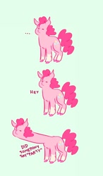 Size: 700x1200 | Tagged: safe, artist:dappledapple, pinkie pie, pony, ..., comic, long neck, unshorn fetlocks