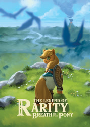 Size: 762x1070 | Tagged: safe, artist:eosphorite, applejack, earth pony, pony, crossover, female, grass, looking at you, looking back, mare, nintendo, scenery, smiling, solo, the legend of zelda, the legend of zelda: breath of the wild