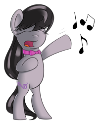 Size: 1280x1569 | Tagged: safe, artist:sykobelle, octavia melody, earth pony, pony, bipedal, bowtie, simple background, singing, solo, transparent background