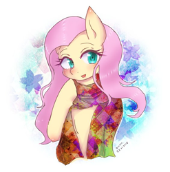 Size: 566x574 | Tagged: safe, artist:divided-s, fluttershy, pegasus, pony, clothes, female, looking at you, mare, solo