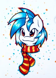 Size: 1536x2132 | Tagged: safe, artist:gummigator, dj pon-3, vinyl scratch, pony, unicorn, bust, clothes, portrait, scarf, solo