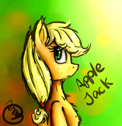 Size: 1000x1031 | Tagged: safe, artist:canelamoon, applejack, earth pony, pony, chest fluff, hatless, missing accessory, solo