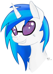 Size: 758x1054 | Tagged: safe, artist:missitofu, dj pon-3, vinyl scratch, pony, unicorn, female, glasses, mare, simple background, solo, transparent background, two toned mane, white coat