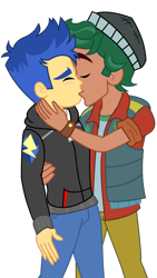 Size: 1024x1820 | Tagged: safe, artist:supermaxx92, flash sentry, timber spruce, human, better together, equestria girls, eyes closed, gay, humanized, kissing, male, shipping, simple background, timberflash, transparent background, vector