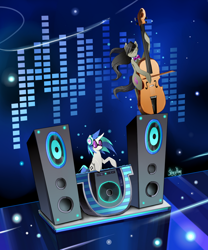 Size: 1000x1200 | Tagged: safe, artist:skyeypony, dj pon-3, octavia melody, vinyl scratch, earth pony, pony, slice of life (episode), wubcart