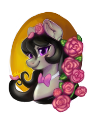 Size: 1024x1325 | Tagged: safe, artist:katurkeyg, octavia melody, earth pony, pony, flower, simple background, white background