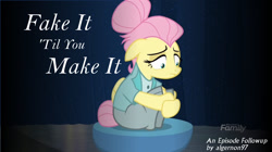 Size: 1280x719 | Tagged: safe, edit, edited screencap, screencap, fluttershy, pegasus, pony, fake it 'til you make it, episode followup, severeshy, solo